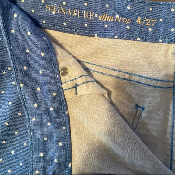 Talbots Blue Polka Dot Signature Slim Crop Jeans Size 4/27 - Picture 3 of 7